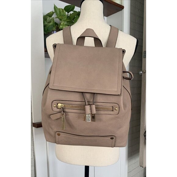 Jasper Conran Handbags - Jasper Conran Faux Pebbled Leather Backpack Tan Large Capacity EUC Lined